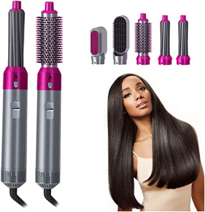 5 In 1 Electric Hair Dryer Brush | Blow Dryer Hair Comb Curling Wand Detachable Brush Kit Negative Ion Straightener Hair Curler