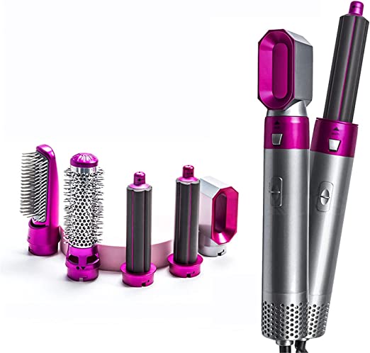 5 In 1 Electric Hair Dryer Brush | Blow Dryer Hair Comb Curling Wand Detachable Brush Kit Negative Ion Straightener Hair Curler