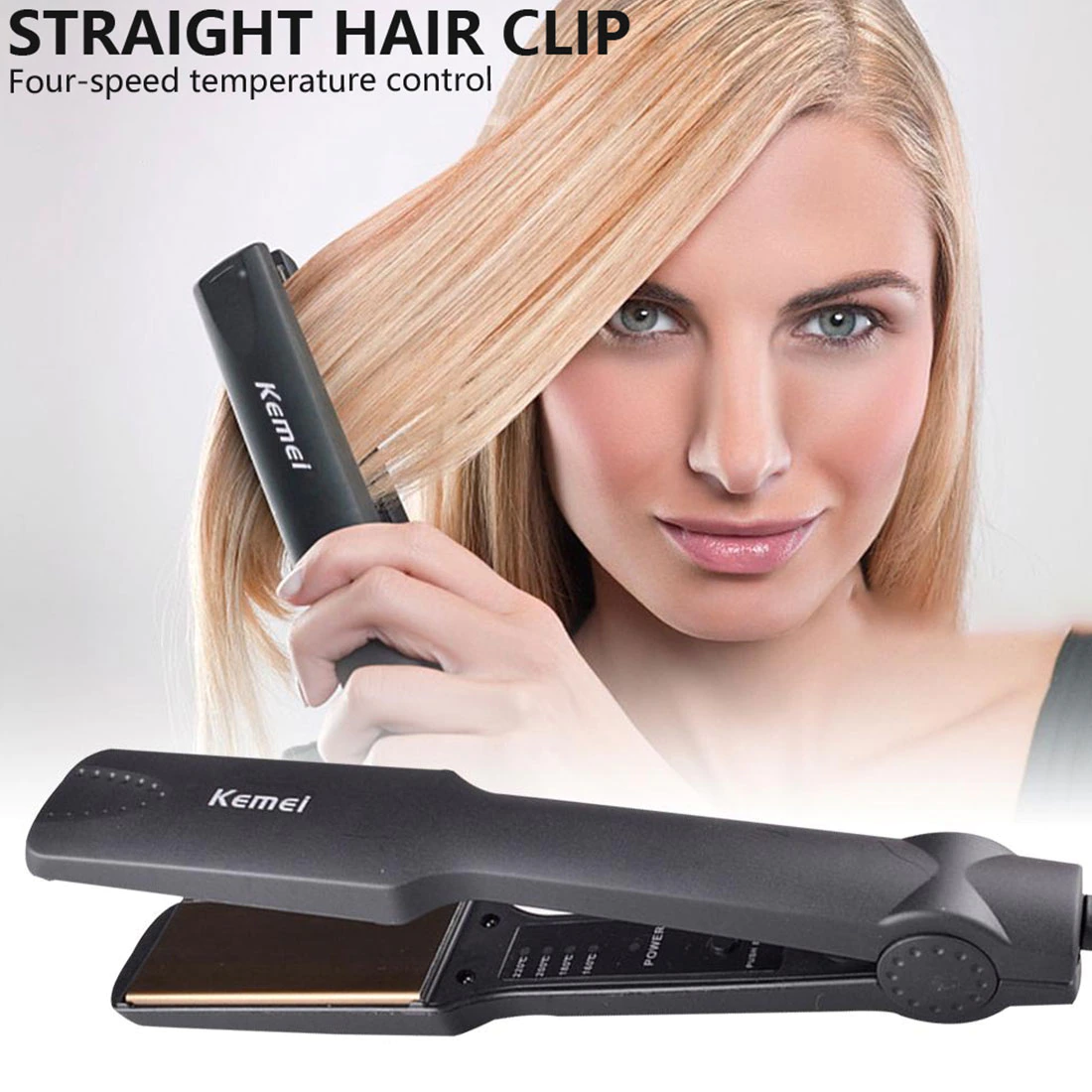 Kemei KM-329 Professional Hair Straightener With Temperature Control- For Women