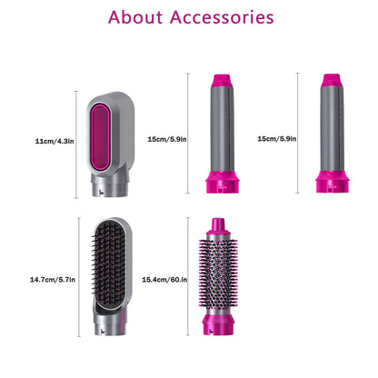 5 In 1 Electric Hair Dryer Brush | Blow Dryer Hair Comb Curling Wand Detachable Brush Kit Negative Ion Straightener Hair Curler